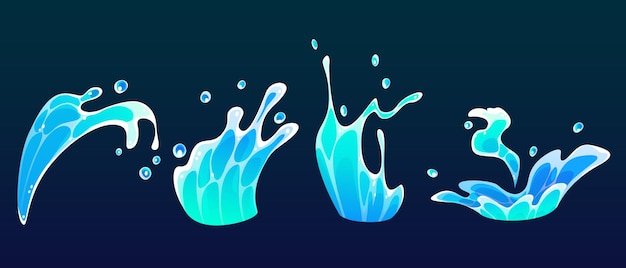 Free Vector cartoon water splash and surf wave