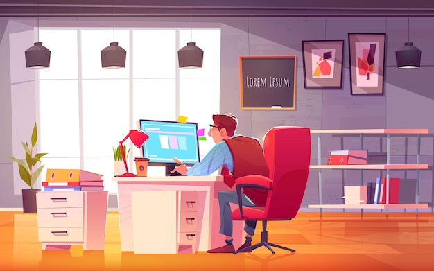 Free Vector cartoon working day scene illustration