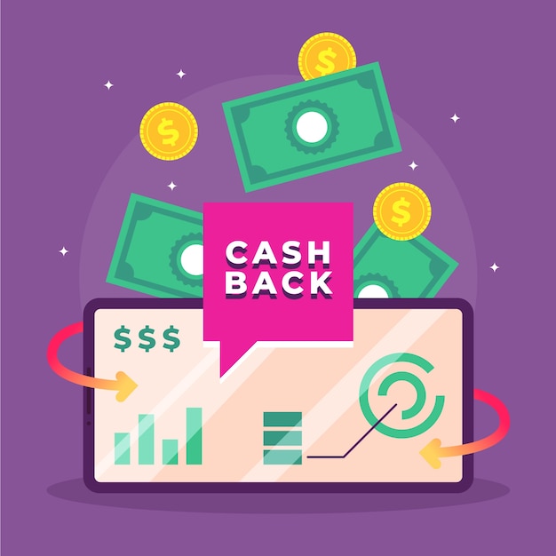 Free Vector cashback concept with banknotes and coins