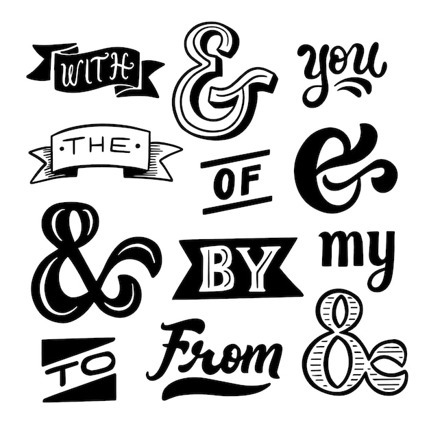 Free Vector catchword and ampersand collection