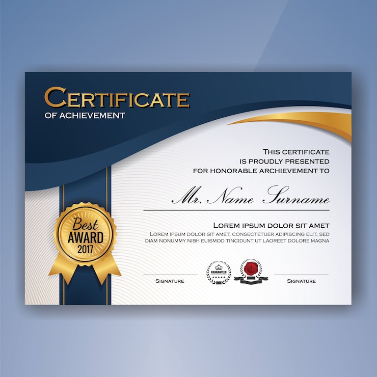 Free Vector certificate of achievement template