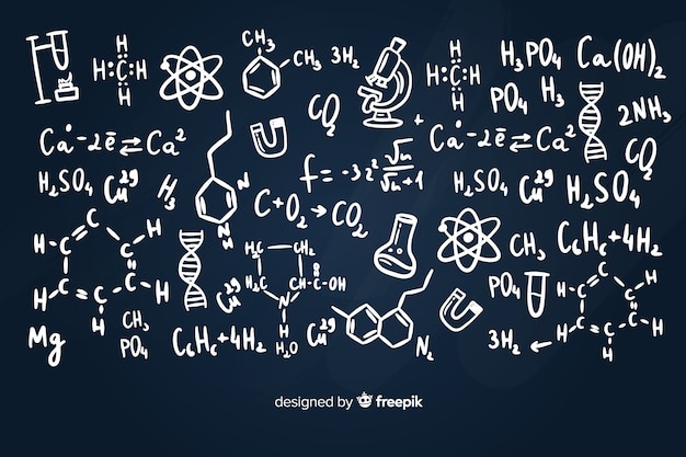 Free Vector chalkboard background with chemistry information