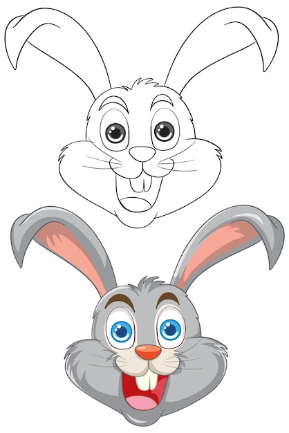 Free Vector cheerful cartoon bunny faces