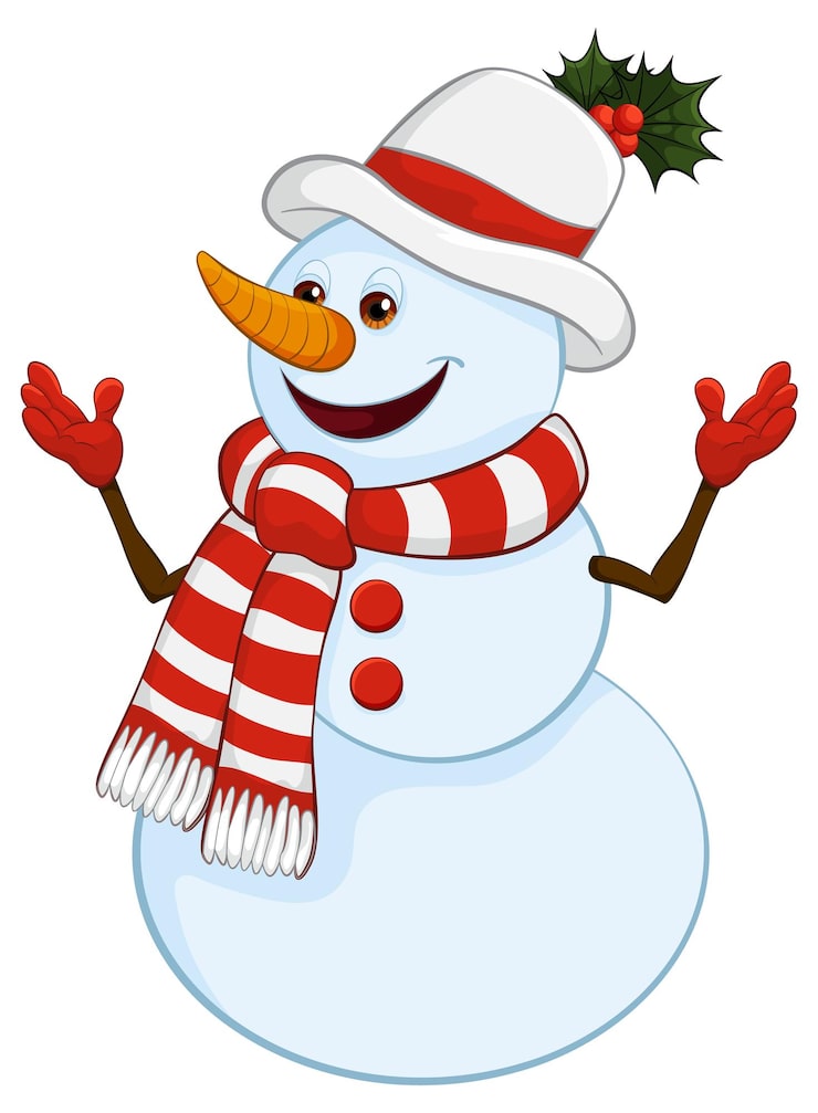 Free Vector cheerful snowman welcoming winter joy