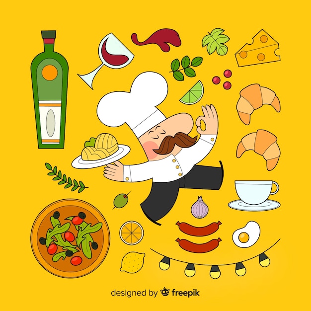 Free Vector chef and ingredients