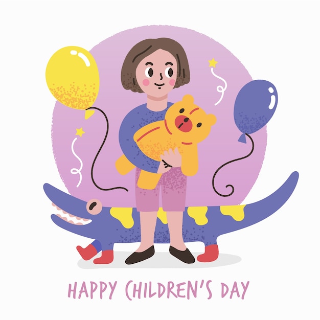 Free Vector children day concept in hand drawn