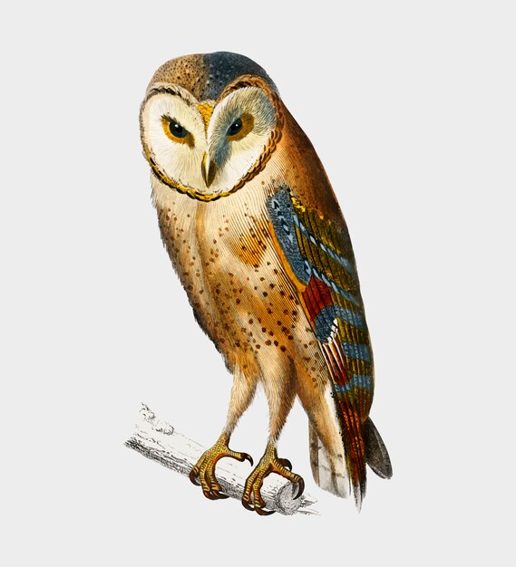 Free Vector chouette effraie illustrated by charles dessalines d'orbigny (1806-1876). 