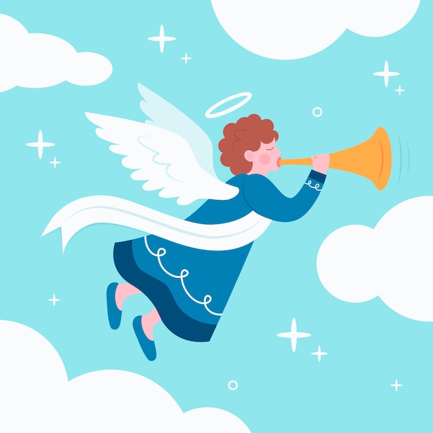Free Vector christmas angel concept in flat design