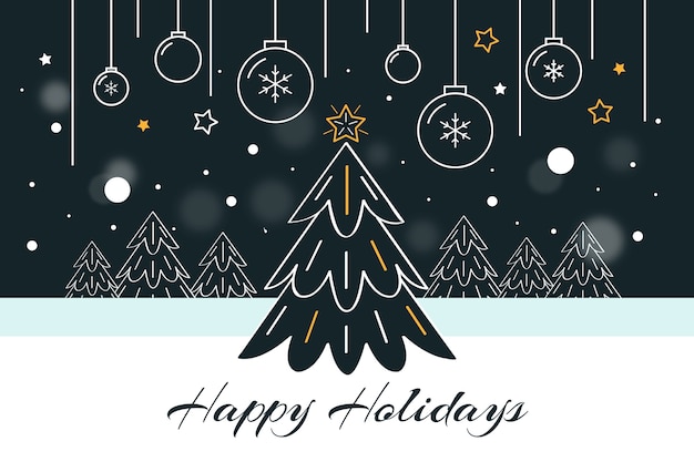 Free Vector christmas background concept in outline style