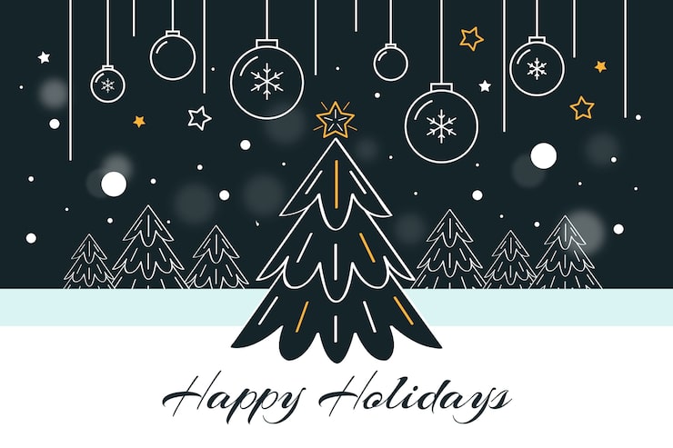 Free Vector christmas background concept in outline style