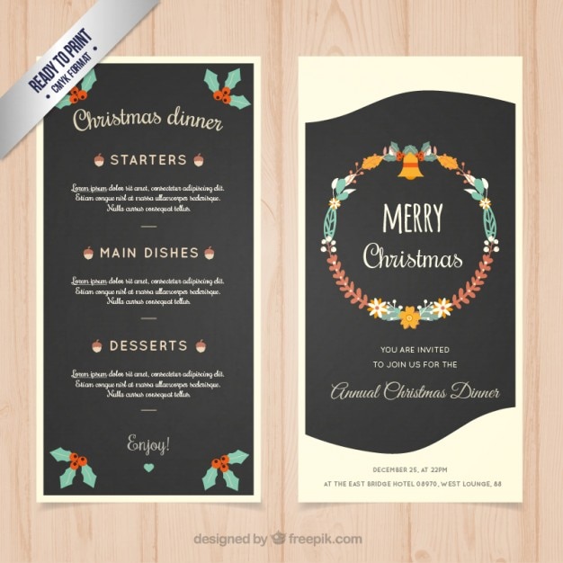 Free Vector christmas dinner menu template
