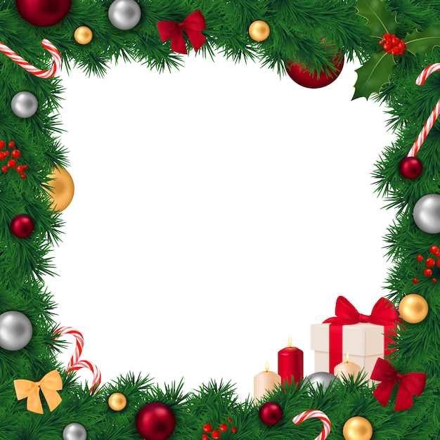 Free Vector christmas frame realistic composition