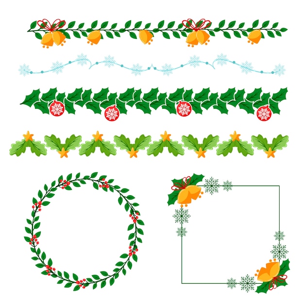 Free Vector christmas frames and borders in flat design