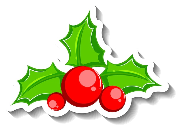 Free Vector christmas holly ornament cartoon sticker