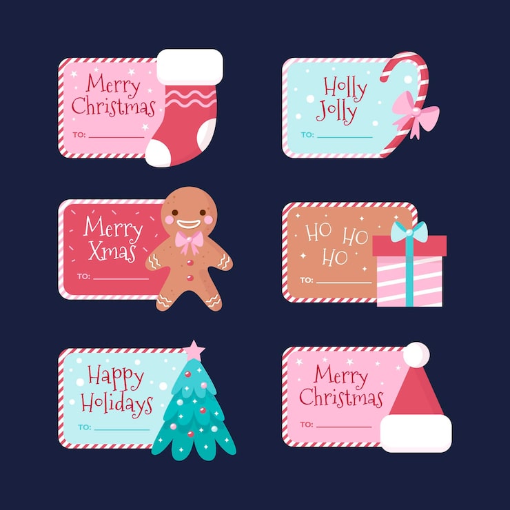 Free Vector christmas label collection in flat design