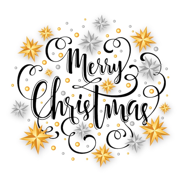 Free Vector christmas lettering with realistic elements