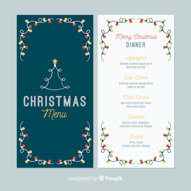 Free Vector christmas menu template in flat design