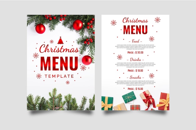 Free Vector christmas menu template