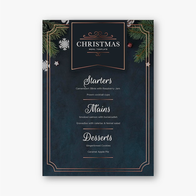 Free Vector christmas menu template