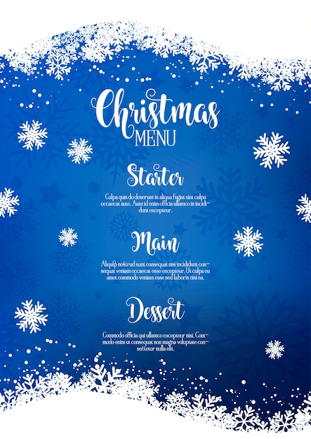 Free Vector christmas menu with snowflake design
