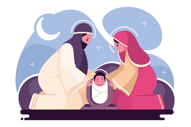 Free Vector christmas nativity scene in flat design