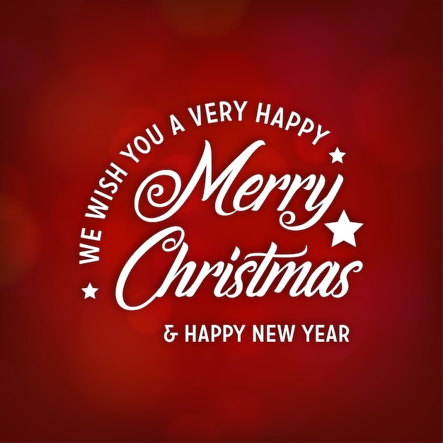 Free Vector christmas poster having creative christmas typography on red abstract background