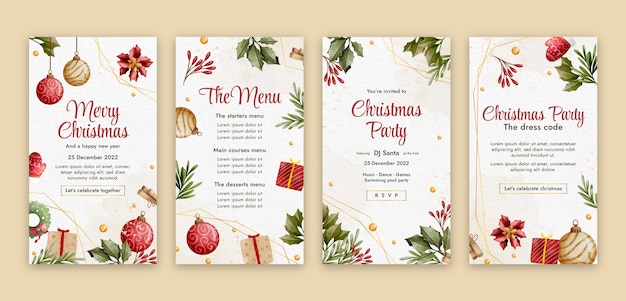 Free Vector christmas season celebration instagram stories collection
