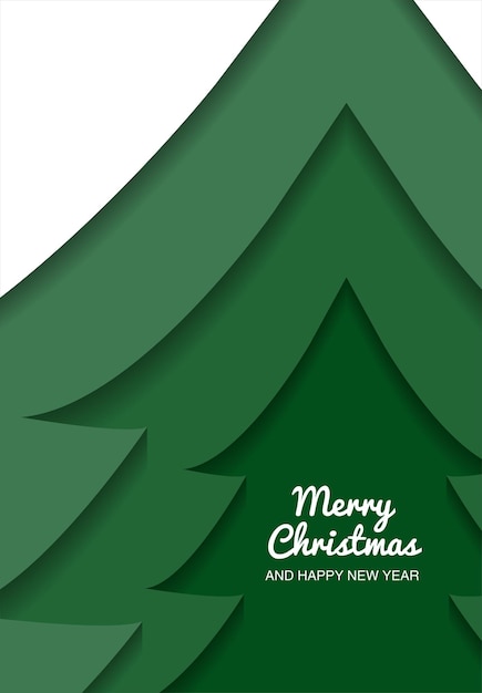 Free Vector christmas tree background in paper cut style merry christmas and happy new year papercut concept