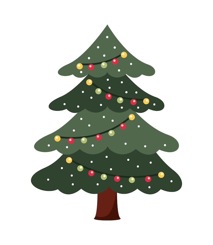 Free Vector christmas tree with color lights