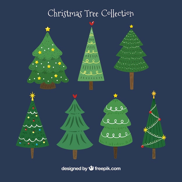Free Vector christmas trees on a dark blue background