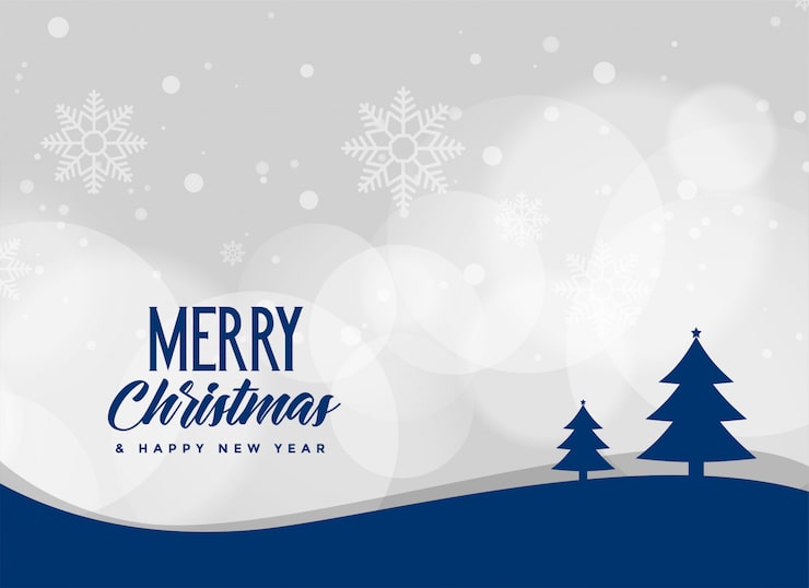 Free Vector christmas winter snowflakes with tree on wavy background