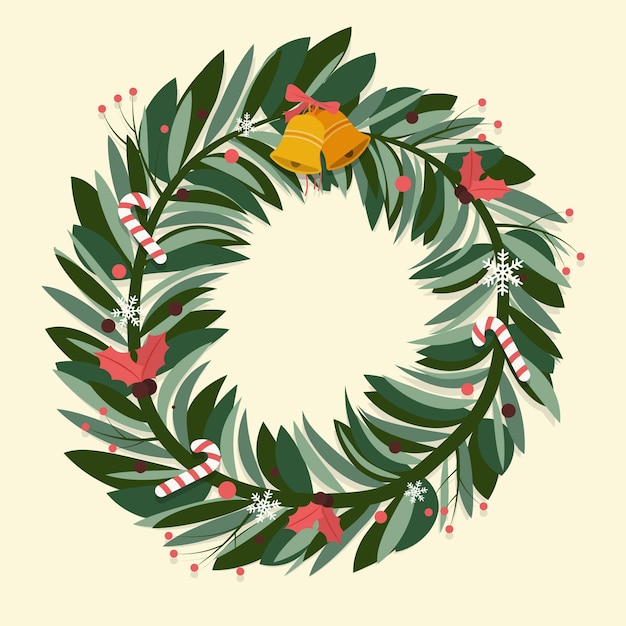 Free Vector christmas wreath in flat design