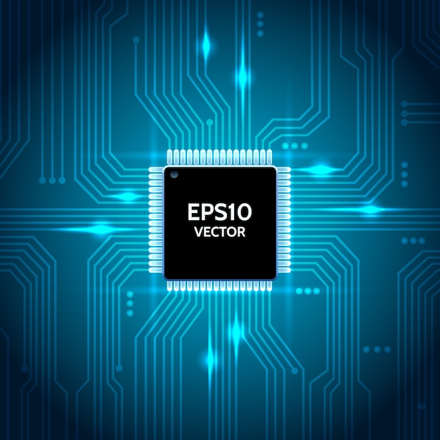 Free Vector circuit board vector background. processor and chip, engineering and tech, motherboard and computer design