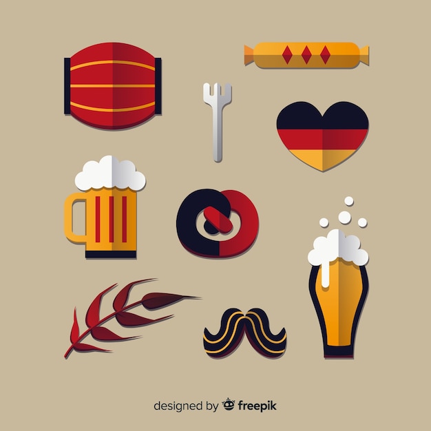 Free Vector classic oktoberfest element collecton with flat design