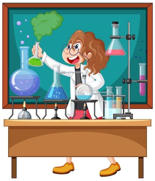 Free Vector classroom scene with scientist doing experiment