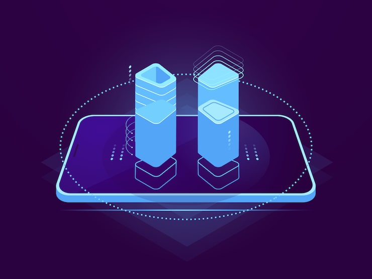 Cloud server hosting, mobile interface, holographic control element, cloud storage, database remote 