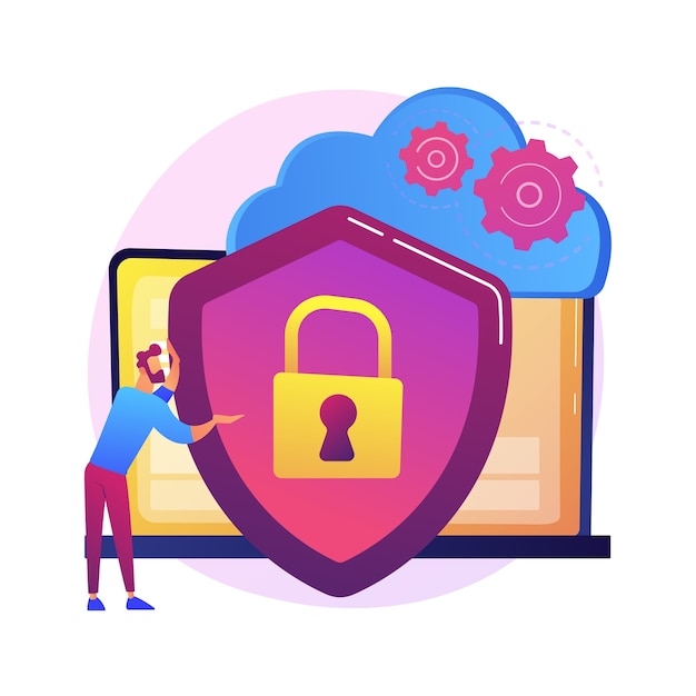 Free Vector cloud storage idea. online computing. internet database, backup server. programming equipment. limited access, control pass, privacy settings.  isolated concept metaphor illustration