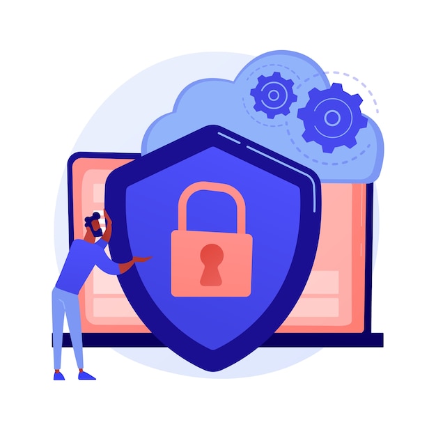 Free Vector cloud storage idea. online computing. internet database, backup server. programming equipment. limited access, control pass, privacy settings. vector isolated concept metaphor illustration