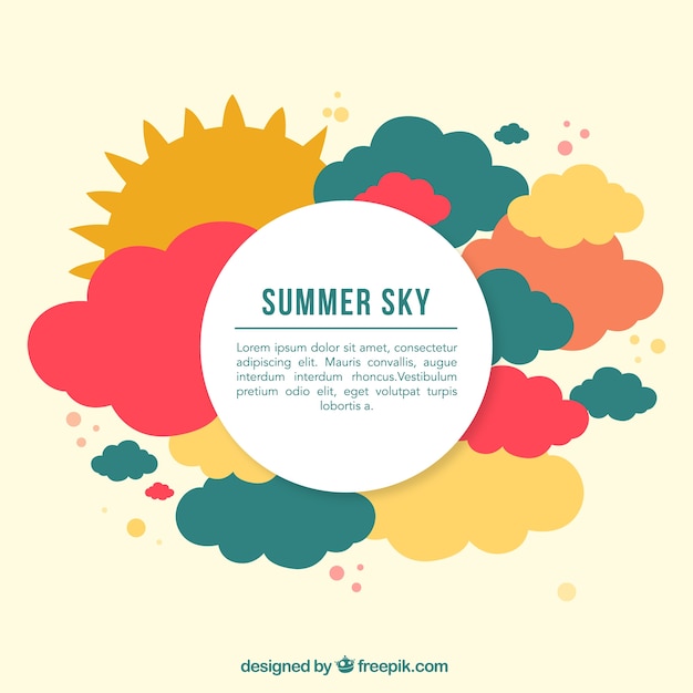 Free Vector clouds in different colors and yellow sun