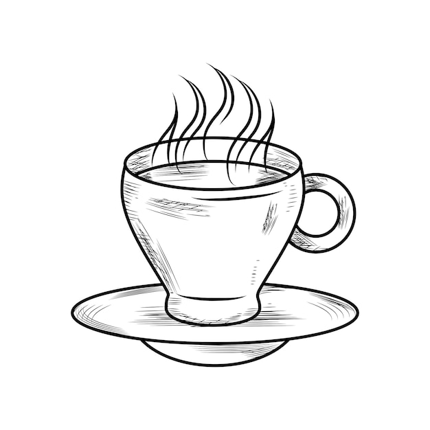 Free Vector coffee cup draw hot illustration isolated