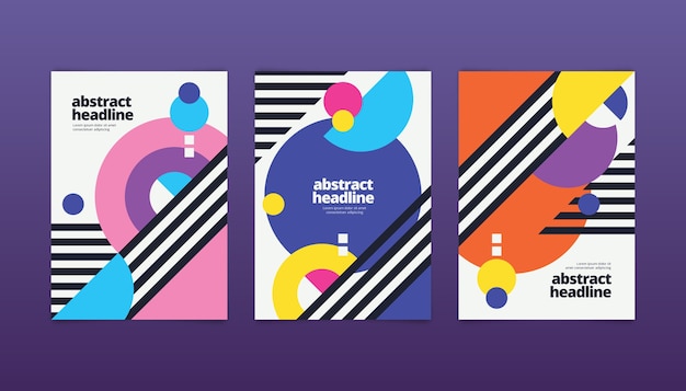 Free Vector collection of abstract covers with geometrical shapes