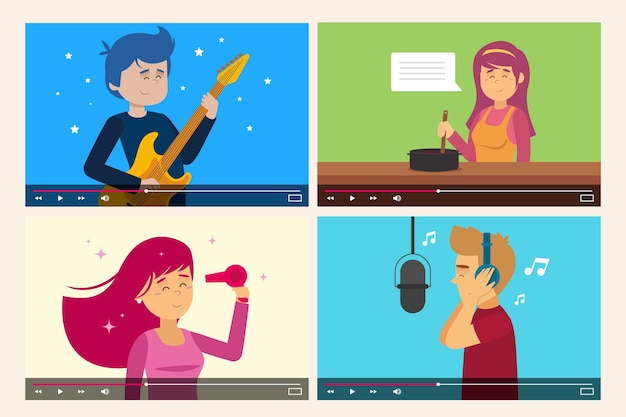 Free Vector collection of bloggers on screen