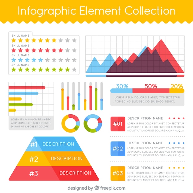 Free Vector collection of decorative elements in flat design for infographics