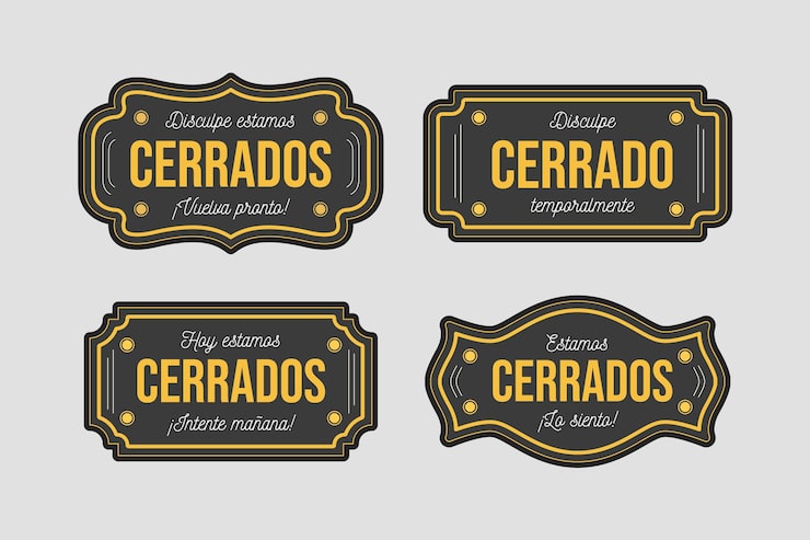 Free Vector collection of different cerrado signboards