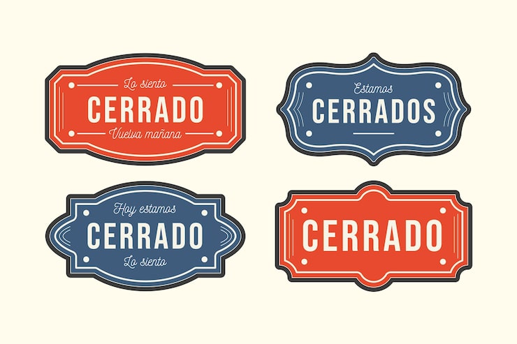 Free Vector collection of different cerrado signboards