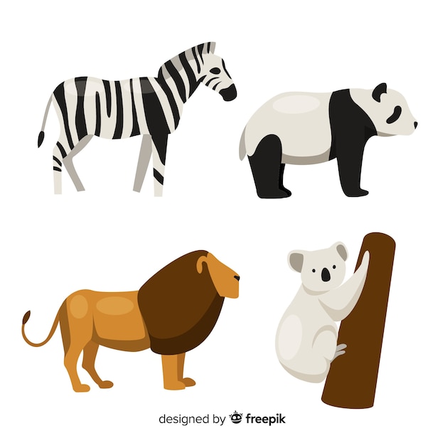 Free Vector collection of flat tropical animal