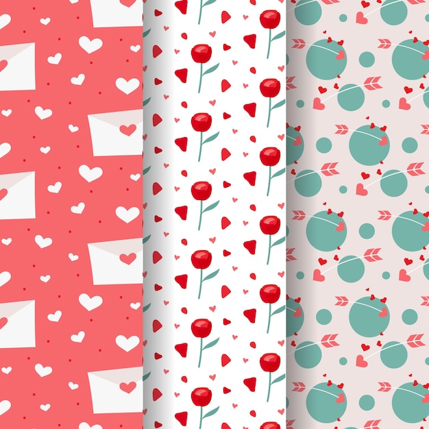 Free Vector collection of flat valentine's day patterns