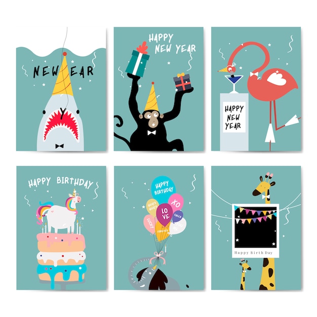 Free Vector collection of greeting cards vector