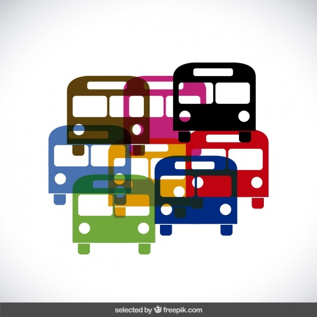 Free Vector colorful bus silhouettes