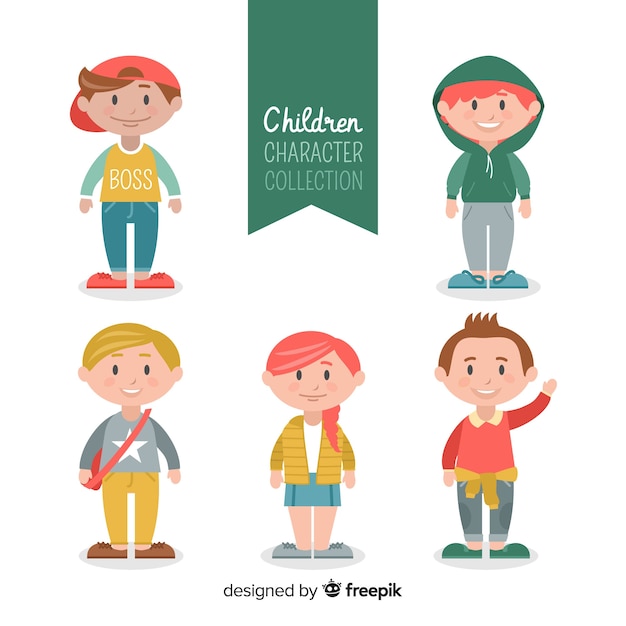 Free Vector colorful children collection with flat design